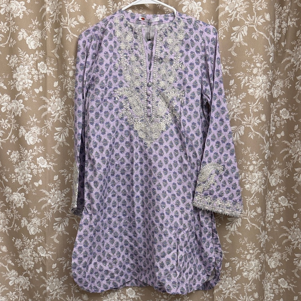 Purple block print and sequined co-ord set
